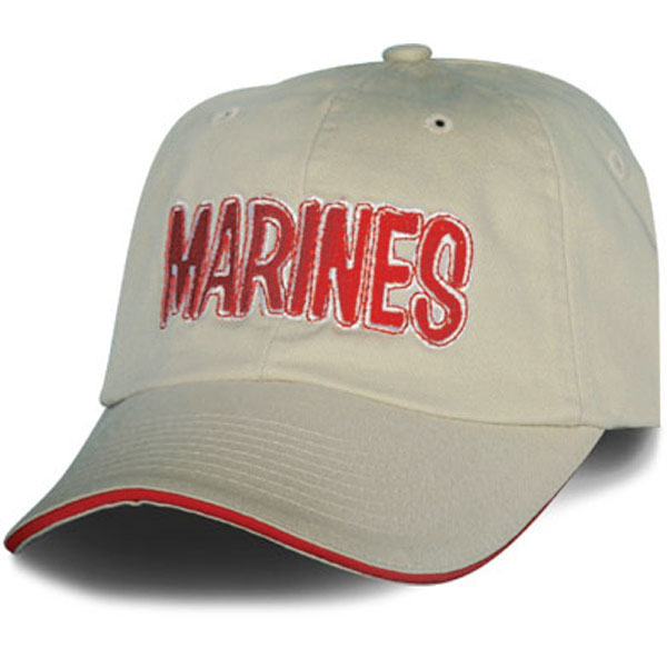 Ball Cap-Cream with Red Embroidered Marines